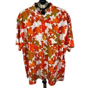 Retro Rifle Mens Orange Maple Leaf Gun Print Short Sleeve Super Stretch Shirt